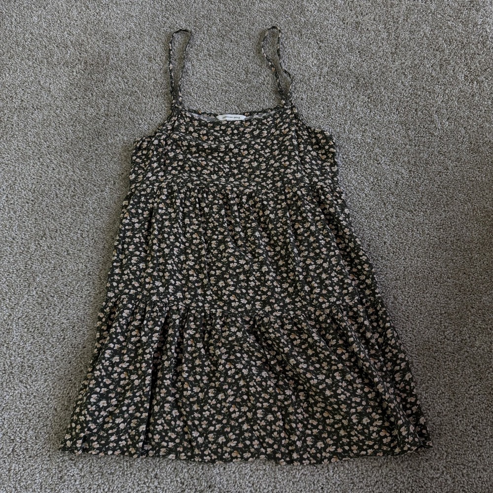 American Eagle Outfitters Dress Womens M Green Floral Sleeveless Scoop Sundress